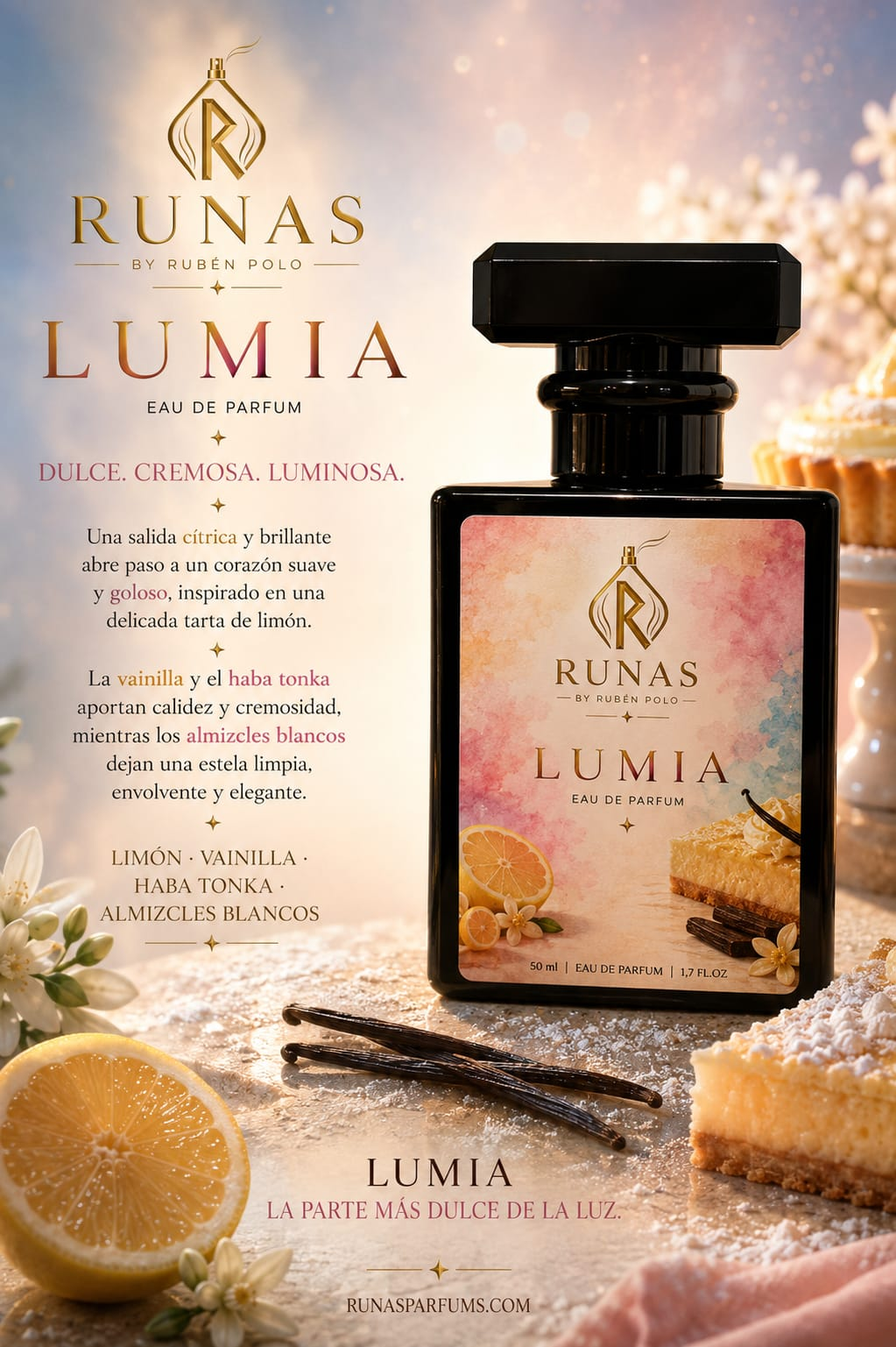 Fotografía original de la fragancia Lumia de RUNAS