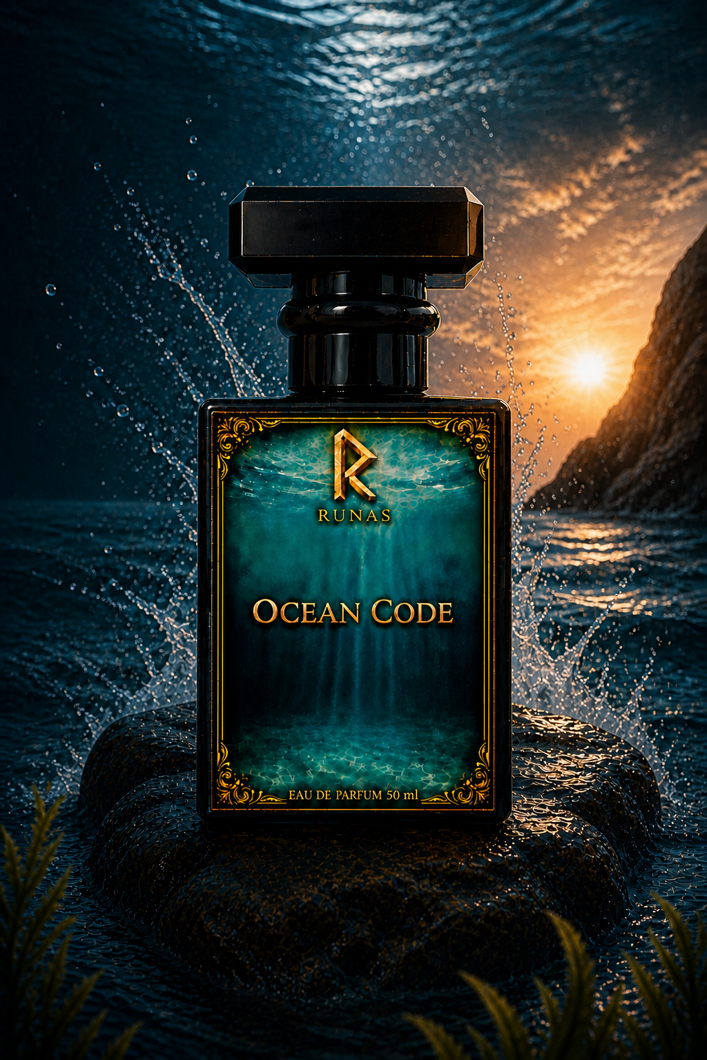 Fotografía original de la fragancia Ocean Code de RUNAS