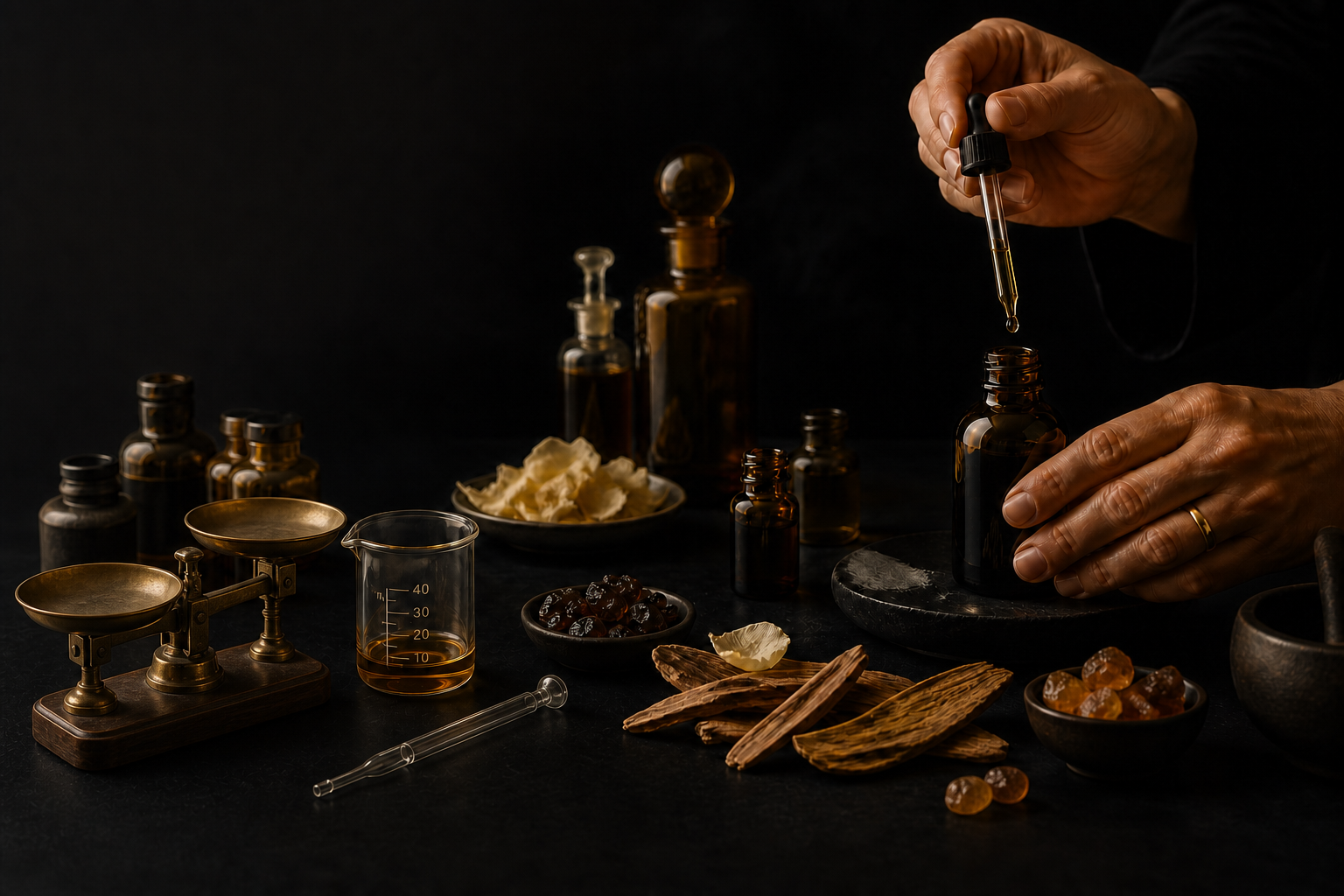 Creación artesanal de Runas con pipeta y frascos ámbar